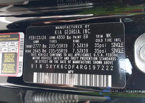 2024 Kia Sportage X Line из США, поврежденный, VIN 5XYK6CDF4RG197222